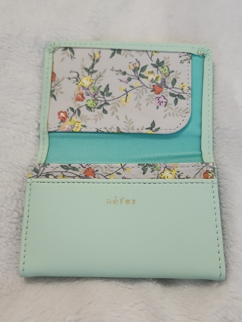 nōfes Mint Floral Accordion Card Holder Wallet Pastel Kawaii Style